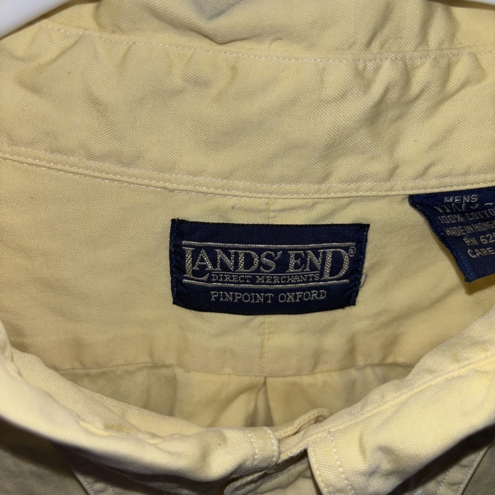 Lands End Mens Pinpoint Oxford Long Sleeve Button Down Size 17 -34 Size - Picture 3 of 13